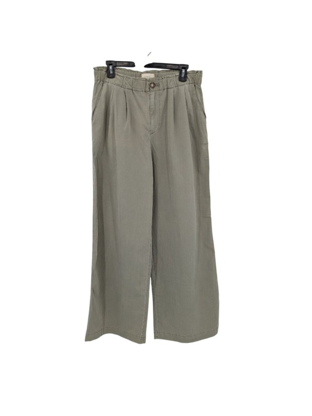 LOFT Wide Leg Pants Minimalist Clean Girl Coastal Pleated Khaki Trousers Medium‎